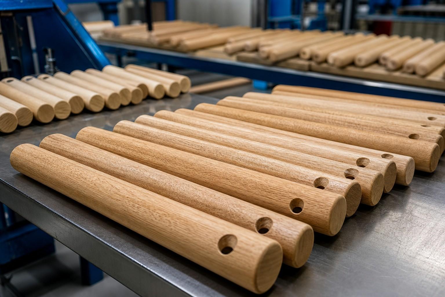CNC turned wooden sports handles and components