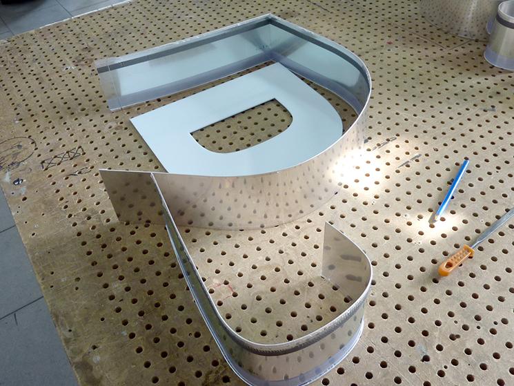 Finished aluminum channel letter returns for custom 3D signage