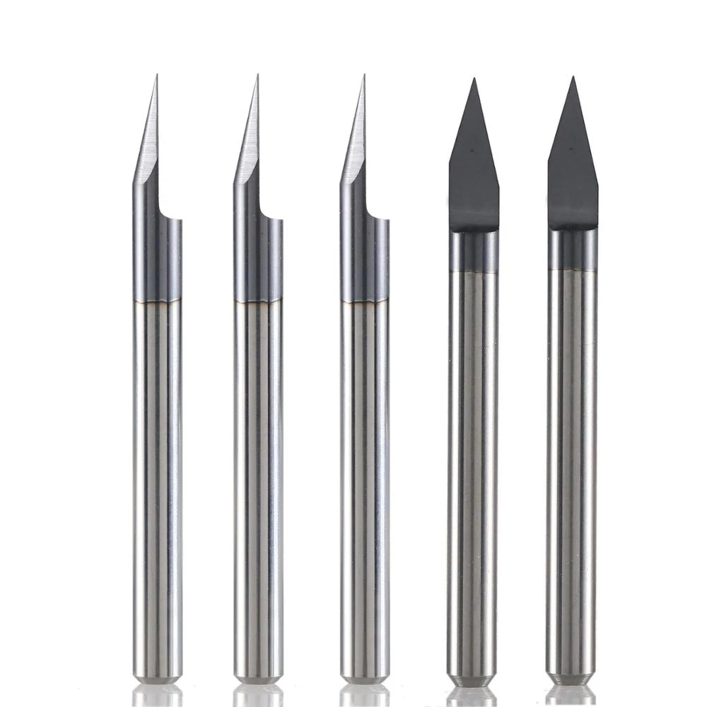 5-Pack 20° Carbide Steel CNC Router Pyramid Engraving Bits - High Quality